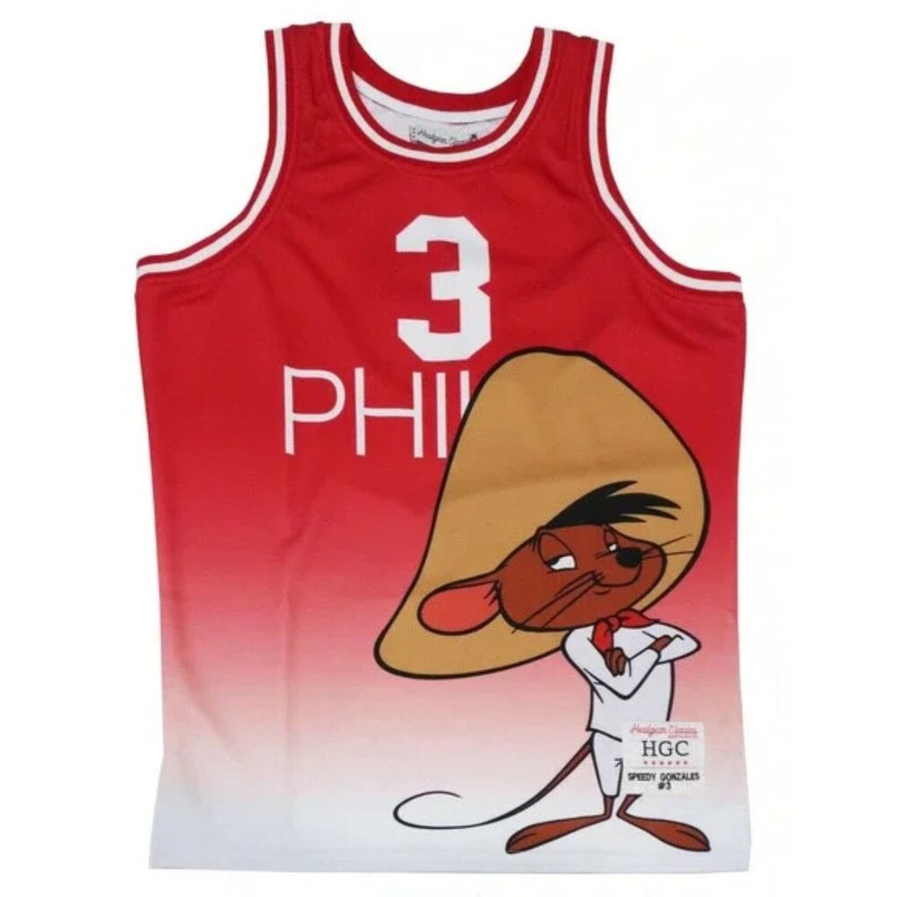 Speedy Gonzales Philadelphia 76ers Men's Headgear Classics Basketball Jersey (S)